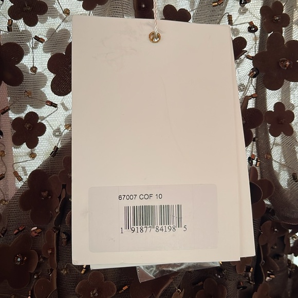 Mac Duggal - Brown Embellished Illusion High Neck Long Sleeve Fit & Flare Dress - Picture 17 of 17